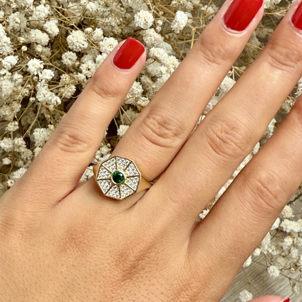 YEŞİL TAŞLI GÜNEŞ YÜZÜK