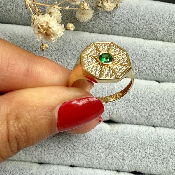 YEŞİL TAŞLI GÜNEŞ YÜZÜK 3